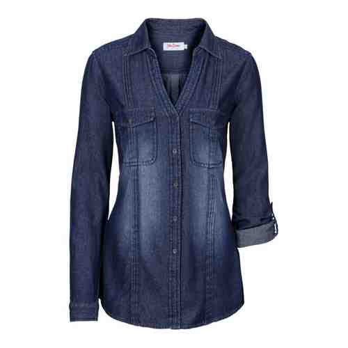 Удлиненная джинсовая блуза-рубашка арт. 970925